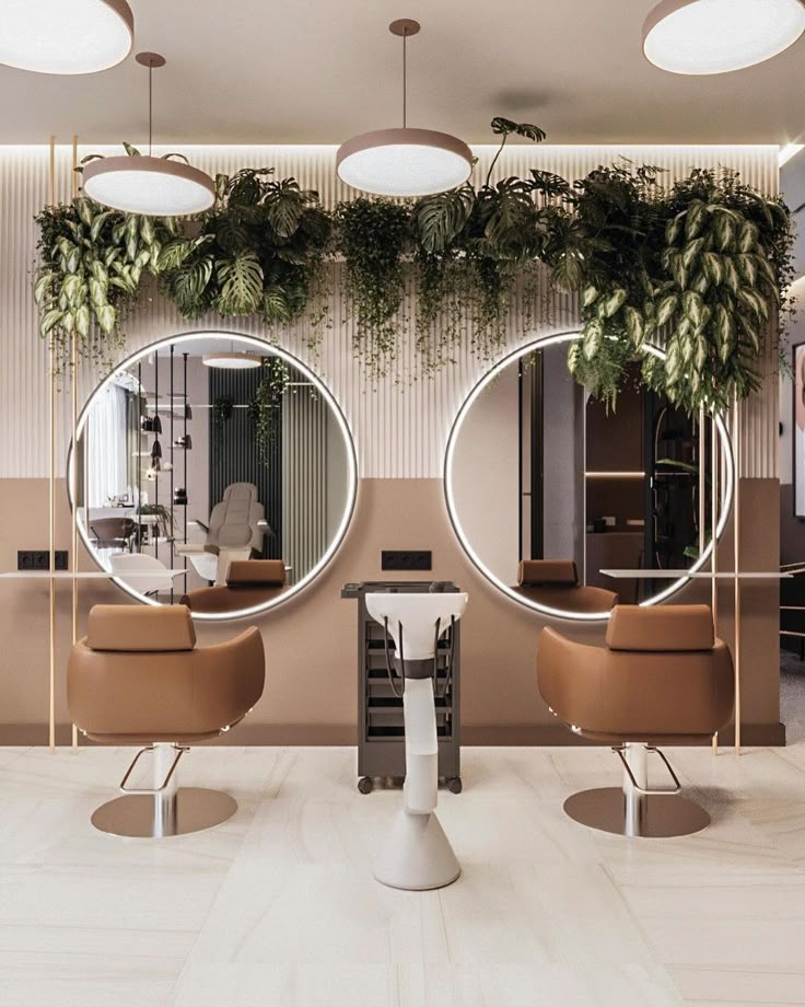 Miroirs LED pour un salon de coiffure design